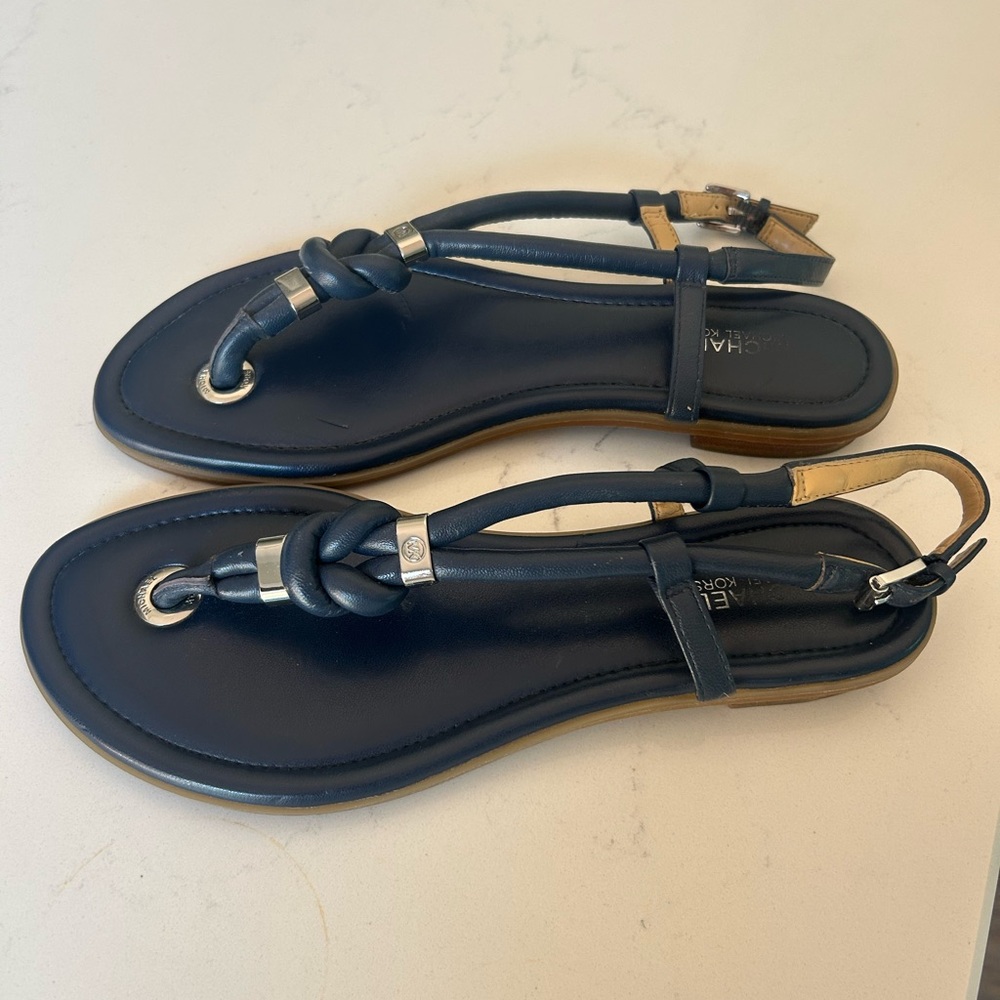 Michael Kors Dark Blue Leather Sandals